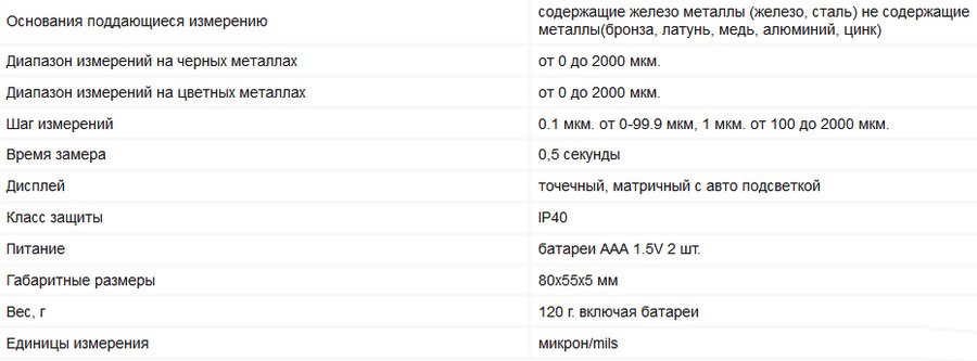 Толщиномер rDevice RD-975 FN + Zinc характеристики